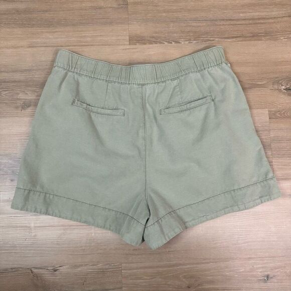 Joie Size L Pleated Trouser Short Cactus Green Elastic Waist Earthy Contemporary - Picture 4 of 6